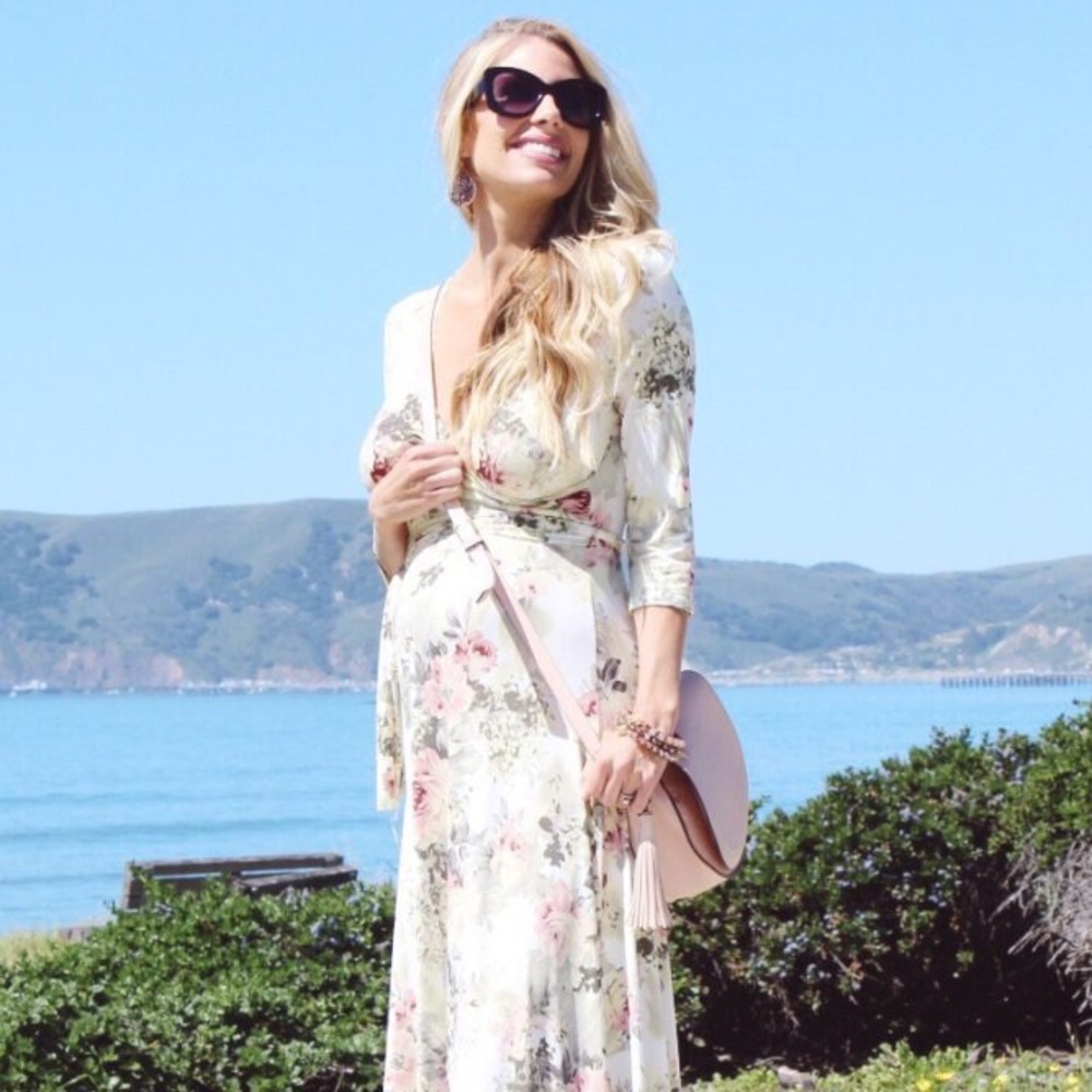 Pink Blush Floral Maternity Maxi Dress